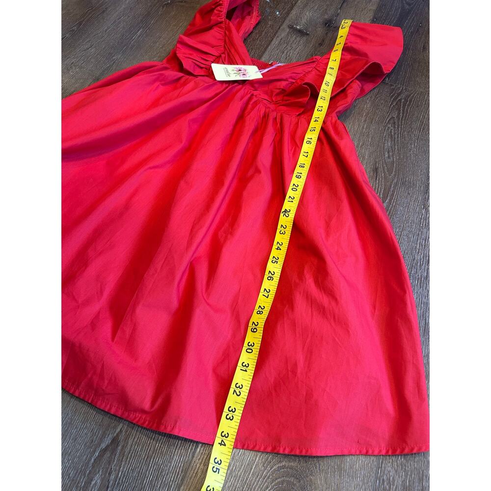 Entro Red Ruffle Sleeve Babydoll Dress Women’s Medium Puff Sleeve  NWT - Picture 8 of 10